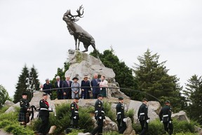 Prince Charles, Prince of Wales, and Camilla, Duchess of Cornwall, are given a tour of the Beaumont-Hamel Newfoundland Memorial following a Ceremony of Remembrance hosted by the Government of Canada to mark the 100th anniversary of the start of the battle of the Somme on July 1, 2016 in Beaumont-Hamel, France. (Niall Carson – Pool/Getty Images)