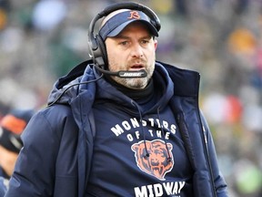 Bears coach Matt Nagy missed the boat when he didn't throw the challenge flag on a close play. (Getty Images)