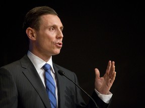 In this Jan. 26, 2015, file photo, then-Ontario PC leadership candidate Patrick Brown takes part in a debate at the London Convention Centre in London, Ont., on Jan. 26, 2015.