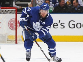 Maple Leafs defenceman Morgan Rielly ios beign taken off the top power-play unit. (Claus Andersen/Getty Images)