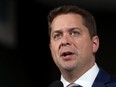 Andrew Scheer speaks during a media availability at the Radisson Hotel Winnipeg Downtown on Oct. 14, 2019. (Kevin King/Winnipeg Sun/Postmedia Network)