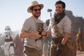 J.J. Abrams and Oscar Isaac on the set of Star Wars: The Rise of Skywalker.