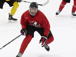 Quinton Byfield at the Canadian Juniors hockey practice in Oakville on Tuesday December 10, 2019.