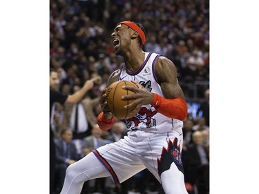 Rondae Hollis-Jefferson objects to a referees call in the 2nd quarter of the Raptors game against the L.A. Clippers in Toronto, Ont. on Wednesday December 11, 2019.