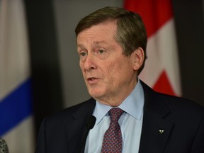Toronto Mayor John Tory speaks to media at City Hall on Nov. 26 2019. Bryan Passifiume/Toronto Sun