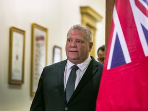 Ontario Premier Doug Ford walks out of his office to address media at Queen's Park in Toronto, Ont. in Toronto, Ont. on Thursday January 16, 2020.