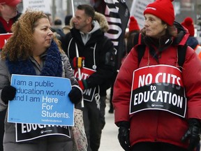 Public high school teachers hold a one-day strike on  Dec. 4, 2019. (Veronica Henri, Toronto Sun)