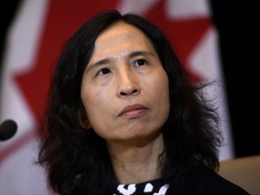 Chief Public Health Officer Theresa Tam participates in a press conference following the announcement of the first presumptive confirmed case of a deadly coronavirus in Canada on Jan. 26, 2020. (The Canadian Press)