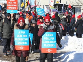 Teachers in Toronto and those working for some other boards, including these educators in Ottawa, went on a one-day strike on Jan. 20, 2020. (Postmedia News Network)
