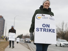 Durham District School Board high school teachers hold a one-day strike on Wednesday January 15, 2020.