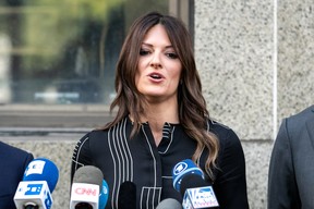 Harvey Weinstein’s lawyer Donna Rotunno speaks at a news conference after Weinstein’s sexual assault case in New York, August 26, 2019. (REUTERS/Jeenah Moon/File Photo)