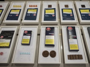 A variety of cannabis edibles are displayed at the Ontario Cannabis Store in Toronto on Friday, January 3, 2020.  THE CANADIAN PRESS/ Tijana Martin