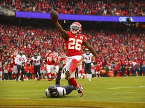 Chiefs’ Damien Williams will have a tough task today trying to match Texans running back Derrick Henry.  Jay Biggerstaff-USA TODAY Sports