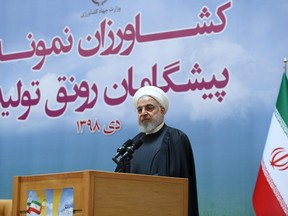 A handout picture provided by the official website of the Iranian Presidency on January 14, 2020 shows President Hassan Rouhani speaking during a meeting with farmers in Tehran. (Photo by -/IRANIAN PRESIDENCY/AFP via Getty Images)