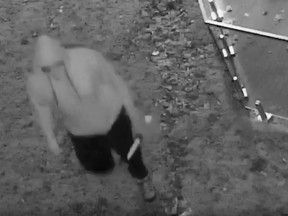 Still image of a man wanted in a Vaughan arson investigation
