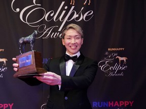 Kazushi Kimura received the 2019 Eclipse Award as North America’s champion apprentice jockey. The Woodbine jockey received the award earlier this week in Florida (Horsephotos/NTRA)