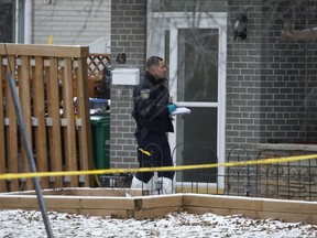 Peel Regional Police investigate the region's record 31st murder of the year on Alderbury Cr., in Brampton, after a 17-year old boy was shot dead. on Wednesday, Jan. 1, 2020. (Jack Boland/Toronto Sun/Postmedia Network)