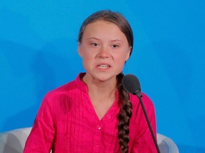 16-year-old Swedish climate activist Greta Thunberg speaks at the 2019 United Nations Climate Action Summit at U.N. headquarters in New York City, New York, U.S., September 23, 2019.