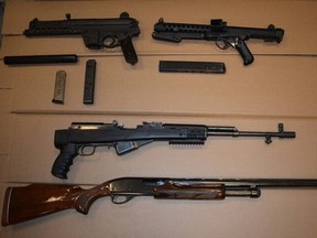 Guns seized from a west end residence.