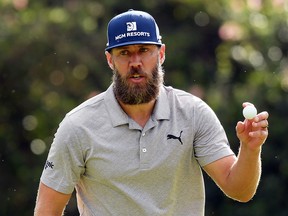 Graham DeLaet reacts during the second round of the Sony Open in Hawaii at the Waialae Country Club on January 10, 2020 in Honolulu. (Harry How/Getty Images)