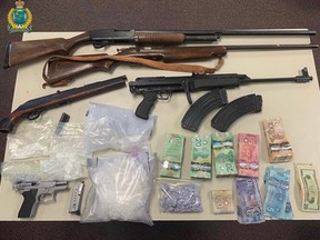 Cops in Niagara Region have arrested five suspects and seized and assortment of firearms and drugs. (Niagara Regional Police handout)