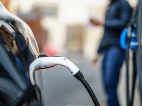 An electric vehicle charging station.