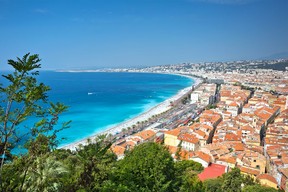 The essential elements of the French Riviera — azure water, blue sky and endless sunshine — appeal to vacationers and artists alike in places like Nice. (Dominic Arizona Bonuccelli)