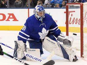 Maple Leafs goalie Frederik Andersen was pulled for only the second time this season in a game against the Oilers on Monday night.
