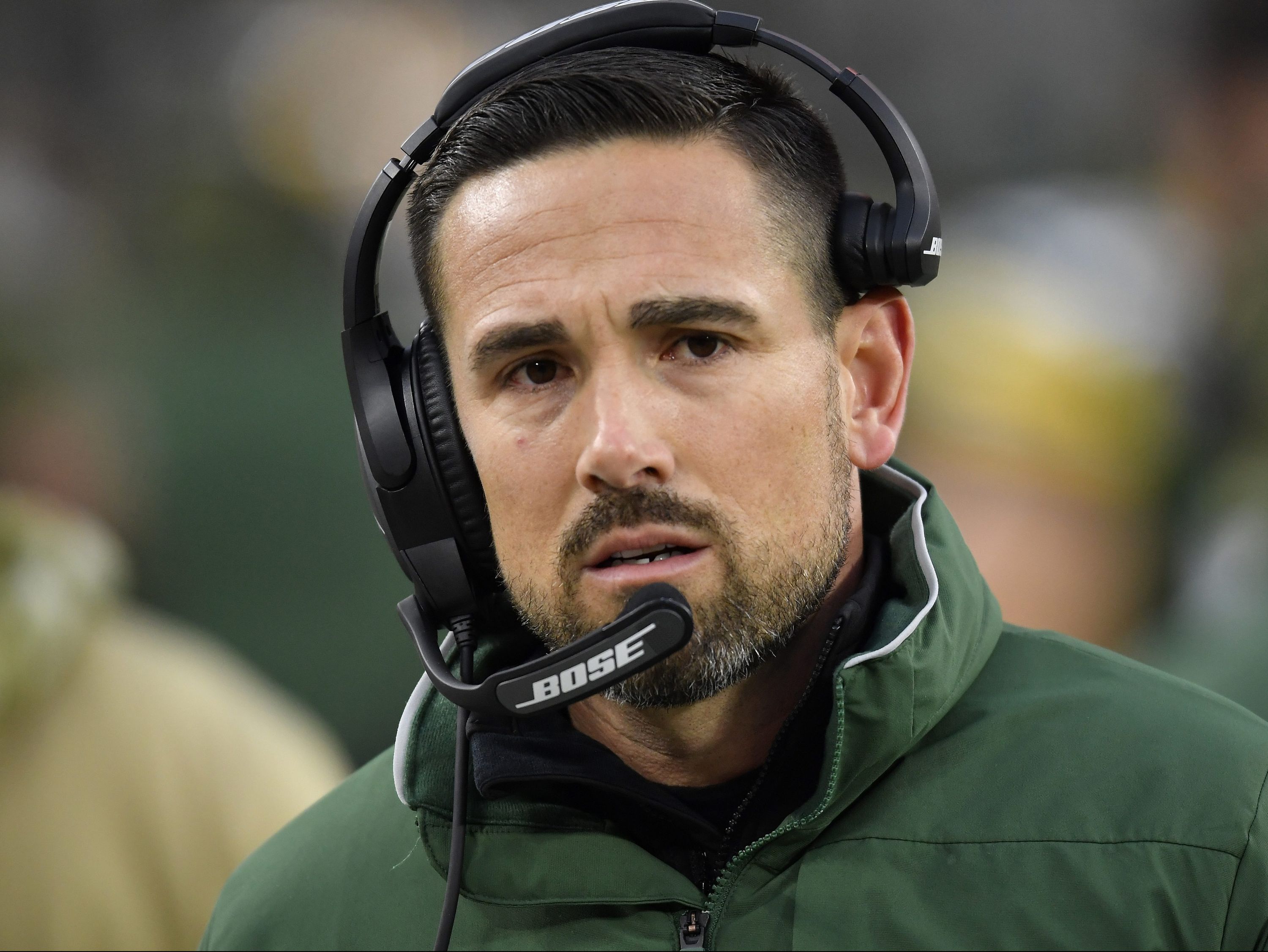 Head coach Matt LaFleur of the Green Bay Packers looks on from the News  Photo - Getty Images