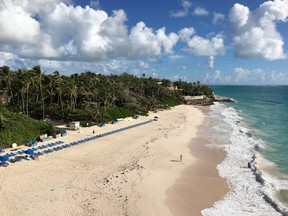 Looking down at Crane Beach from the Crane Resort in Barbados.