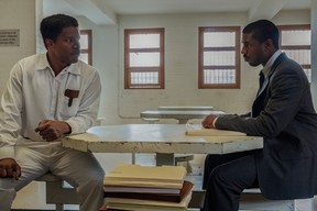 Jamie Foxx plays real-life Alabama Death Row prisoner Walter McMillian and Michael B. Jordan plays attorney Bryan Stevenson in Just Mercy. (Warner Bros.)