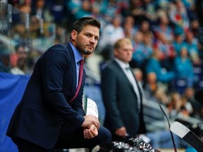 Belfast Giants head coach Adam Keefe (pictured) is the younger brother of Maple Leafs head coach Sheldon Keefe. (Photo courtesy of Belfast Giants)