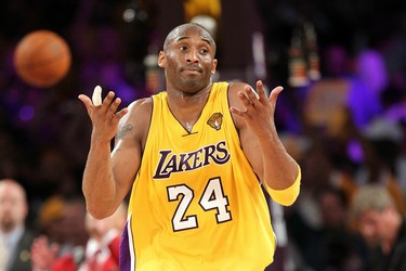 Kobe Bryant of the Lakers reacts in the second quarter while taking on the Celtics in Game 6 of the 2010 NBA Finals at Staples Center in Los Angeles, on June 15, 2010.
