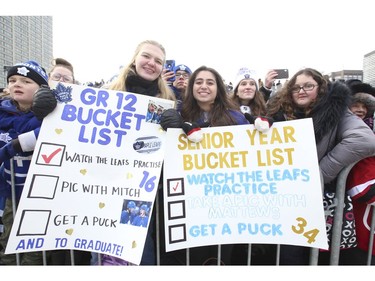Toronto Maple Leafs held their annual outdoor practice at Nathan Phillips Square (Pictured) Leafs fans showing their support   in Toronto on Thursday January 9, 2020. Jack Boland/Toronto Sun/Postmedia Network