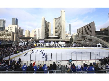 Toronto Maple Leafs held their annual outdoor practice at Nathan Phillips Square  in Toronto on Thursday January 9, 2020. Jack Boland/Toronto Sun/Postmedia Network