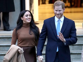 Let's blow this castle! Prince Harry, Duke of Sussex and Meghan, Duchess of Sussex depart Canada House on Jan. 7, 2020, in London, England.