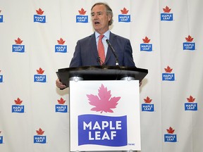 Maple Leafs Foods president and CEO Michael H. McCain held a press conference at the Canadian Centre For Product Validation in London, Ont. on Tuesday November 27, 2018. (Postmedia file photo)