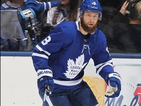 Leafs’ defenceman Jake Muzzin began his rehabbing stint with the AHL Marlies last night. (Getty images)