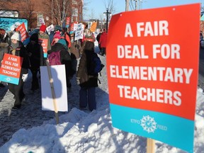 Teachers walked out on strike and were picketing at Churchill Alternative School in Ottawa Monday Jan 20, 2020.