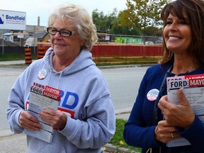 Diane Ford joins Doug Ford's wife Karla during election canvassing in Oct. 2014