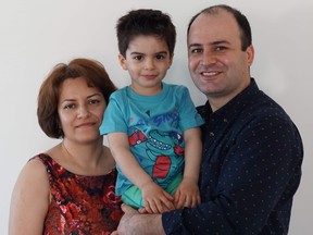 Razgar Rahimi, right, his pregnant spouse Farideh Gholami and their son Jiwan Rahimi, seen here in an undated family photo, died aboard the Ukrainian airliner that was shot down near Tehran on Jan. 8, 2020. (THE CANADIAN PRESS/HO-Mariana Eret)
