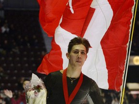 Men's champion Roman Sadovsky is all smiles at the Canadian national skating competition on Saturday night in Mississauga. (USA TODAY SPORTS)