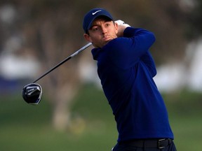 Rory McIlroy of Northern Ireland plays a shot during the Pro-Am for the 2020 Farmers Insurance Open at Torrey Pines Golf Course in San Diego, on Wednesday, Jan. 22, 2020.