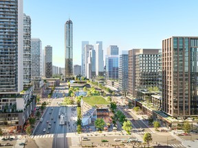 The heart of Square One District will be The Strand, a pedestrian-friendly, connected civic space anchored by a transit hub and a community park