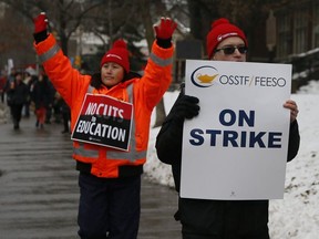 Public high school teachers hold a one-day strike on Wednesday December 4, 2019.