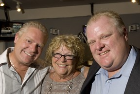 Doug and Rob Ford pose for a photo with mother Diane on Mother’s Day in 2012.