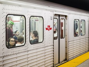 A subway car on the Bloor-Danforth line in Toronto.
