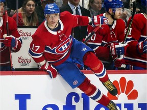 The Canadiens' Ilya Kovalchuk hops over the boards on a line change during an NHL game against the Anaheim Ducks at the Bell Centre in Montreal on Feb. 6, 2020.