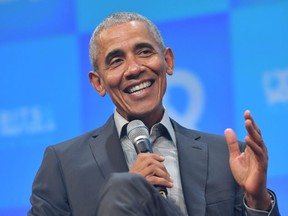 Former U.S. President Barack Obama speaks at the opening of the Bits & Pretzels meetup on September 29, 2019 in Munich, Germany. (Photo by Hannes Magerstaedt/Getty Images)