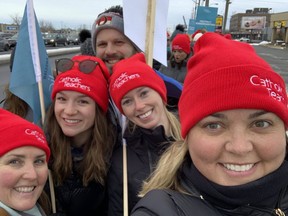 Striking Catholic teachers are pictured in Ottawa on Feb. 4, 2020. (Twitter)